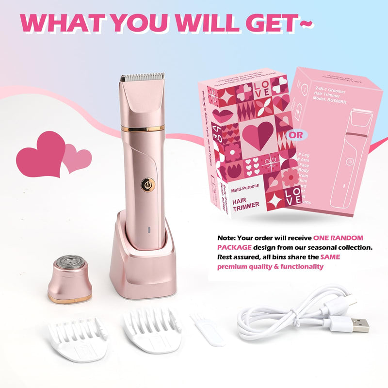 [Australia] - Bikini Trimmer for Women Electric Razors Personal Groomer for Face Pubic Hair Removal, Painless Electric Shaver for Private Area,Underarm, Legs, Arms, Rechargeable,IPX7 Waterproof Rose Pink 