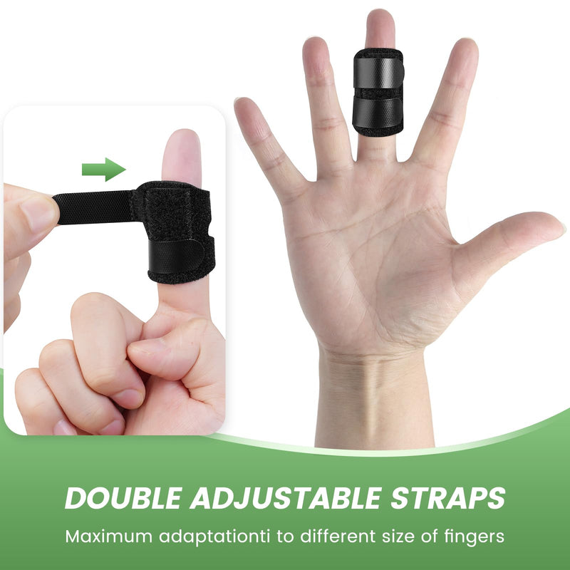 [Australia] - 5Pcs Thumb Splints, Small Finger Brace for Trigger Finger - Broken - Arthritis - Straightening for Index - Middle - Ring - Pinky Black 