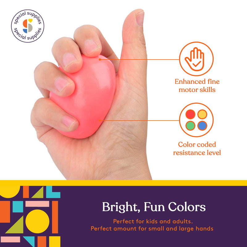 [Australia] - Special Supplies Therapy Putty for Kids and Adults - Resistive Hand Exercise Stress Relief Therapy Putty Kit, Set of 4 Strengths, Three ounces of each putty 