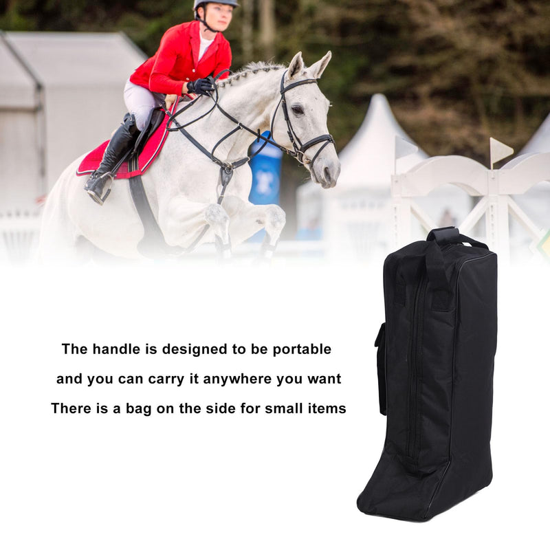 Portable Dust Proof Storage Bags for Tall Boots, Oxford Cloth and Leather Zippered With Handle, for Cowboy and Snow Boots, Black Shoe Bags