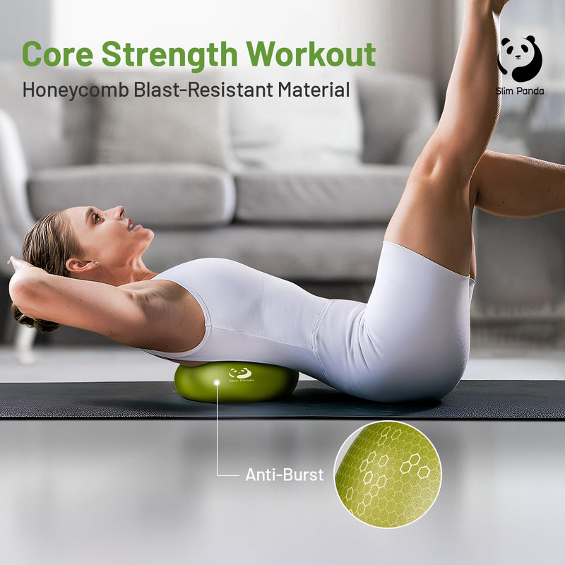 [Australia] - Slim Panda Pilates Ball with Pump, 9 Inch Small Exercise Ball, Anti Burst Mini Yoga Ball for Stability, Workout, Barre, Core Strength, Physical Therapy, Balance, Stretching Olive-Green 