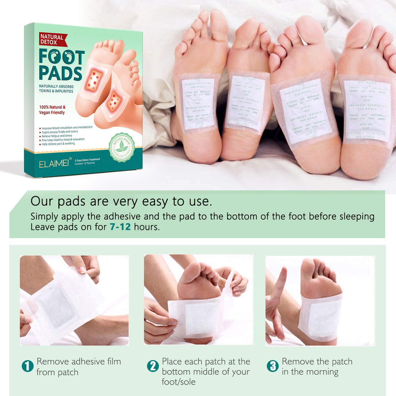 [Australia] - NUEDSFXO Detoxification Plasters Feet, Detox Foot Plasters Detoxification for Deep Sleep & Stress Relief, Deep Cleansing Foot Pads for Removing Body Toxins, Promotes Blood Circulation (10 Pcs) 10 Pcs 