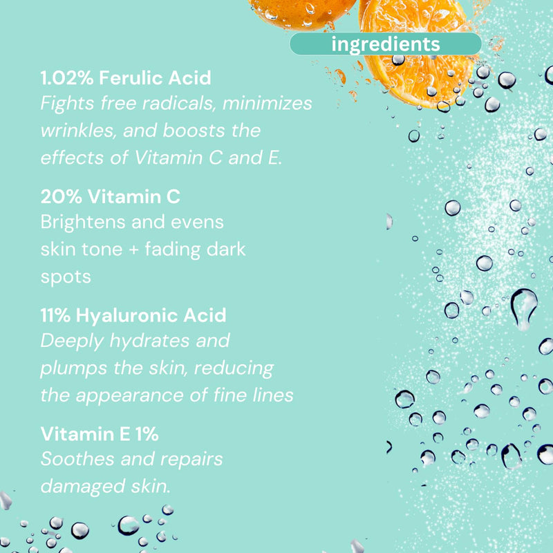 20% Vitamin C Serum for Men | 4X Strength | With 1.02% Ferulic Acid & 1% Vitamin E – Powerful Anti-Aging Face Serum, Brightening & Hydrating Skincare – Moisturizer for Wrinkles & Fine Lines – 30ml