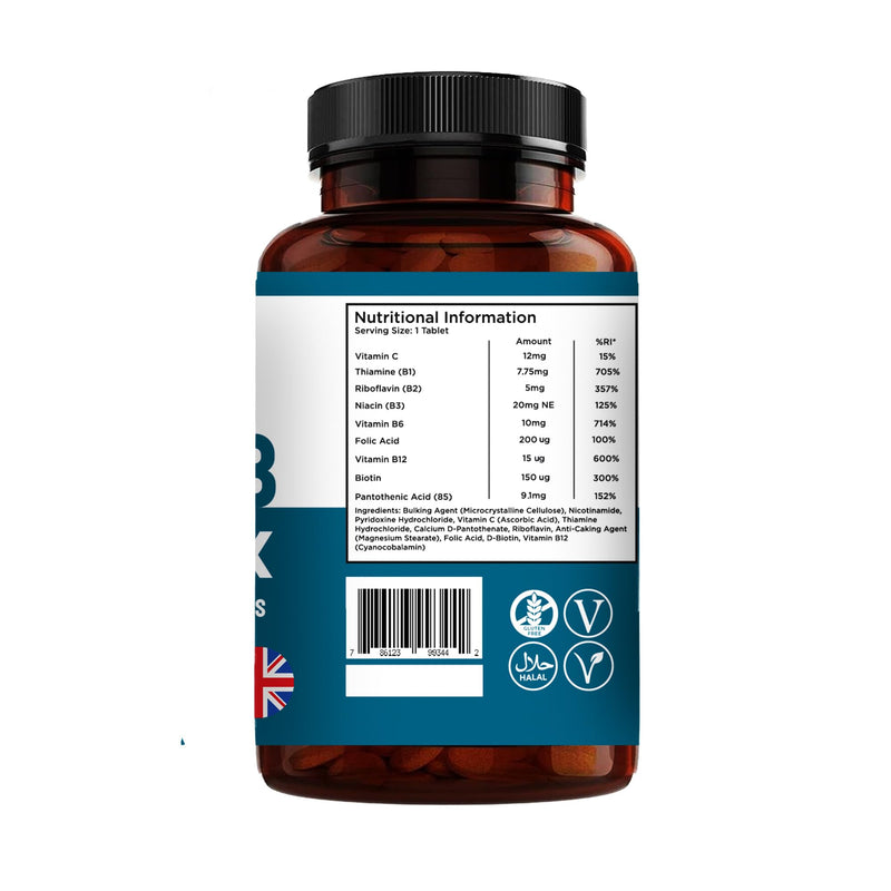 Vitamin B Complex -Vitamin B Complex High Strength -180 Tablets Blend of 8 B Vitamins & Vitamin C - One A Day - Folic Acid, B1, B2,B3,B5,B6,Vitamin B12 Halo Nutrition