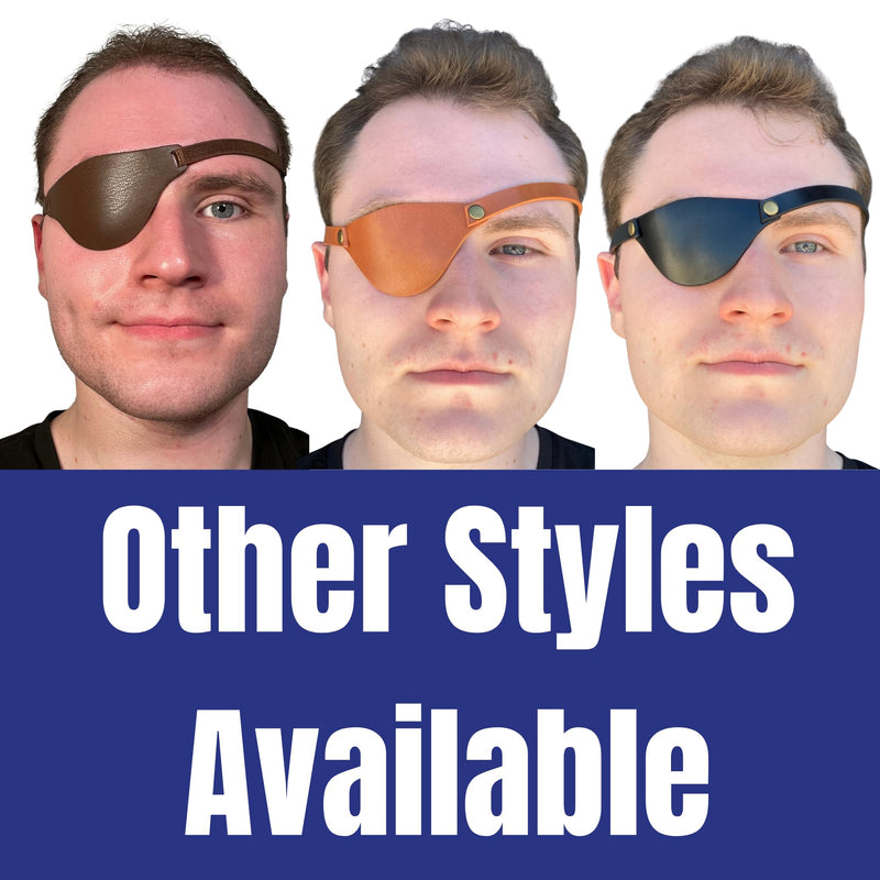[Australia] - Black Leather Eye Patch for Adults - Adjustable Medical Eye Patches for Left and Right Eyes 