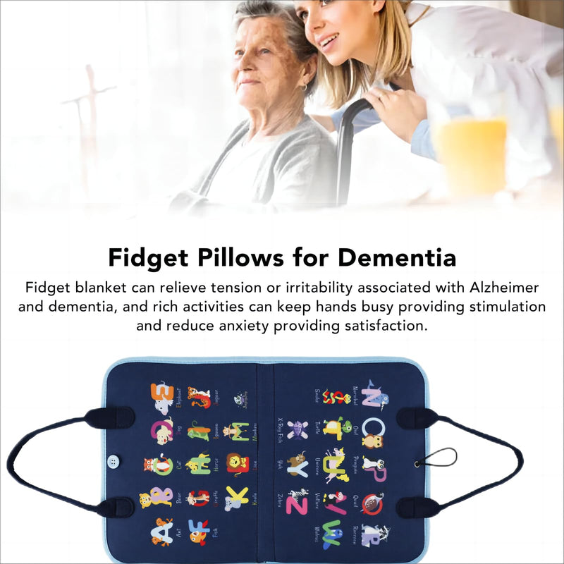 [Australia] - Dementia Products for Elderly, Busy Blanket for Dementia Patients, Alzheimers Activities for Seniors, Gifts for Adult Dementia Patients, Dementia Therapy Aid Fidget Blanket Product, Elderly Gifts Blue 
