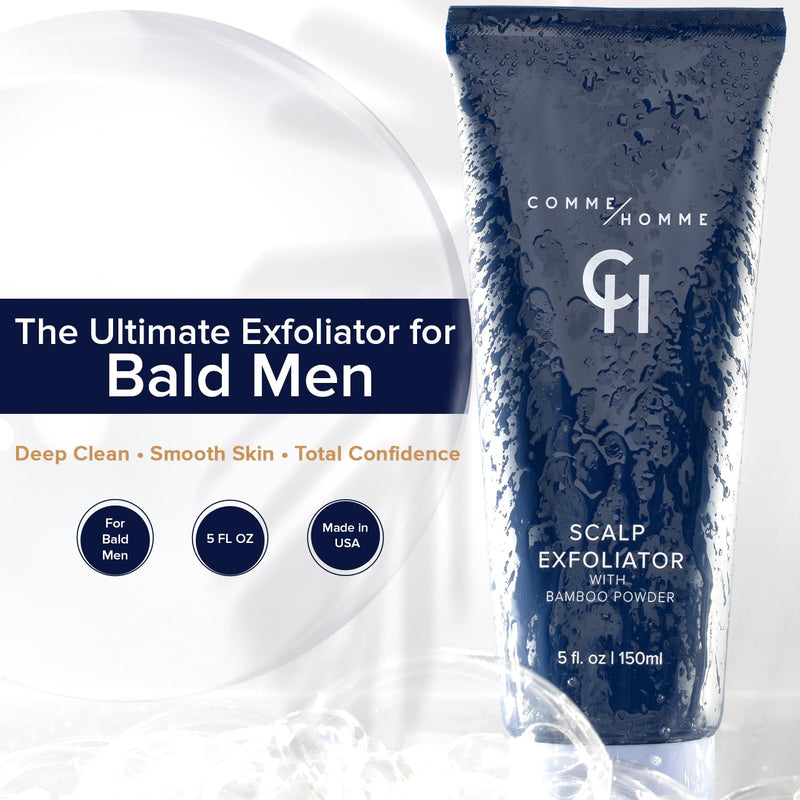 [Australia] - Comme Homme Scalp Exfoliator for Bald Men – Pre-Shave Scalp Scrub with Bamboo Stem Powder, Glycolic Acid, Aloe Leaf Juice & Caffeine – Removes Dead Skin Cells & Impurities – 5 fl oz/150 ml (Pack of 2) Pack of 2 