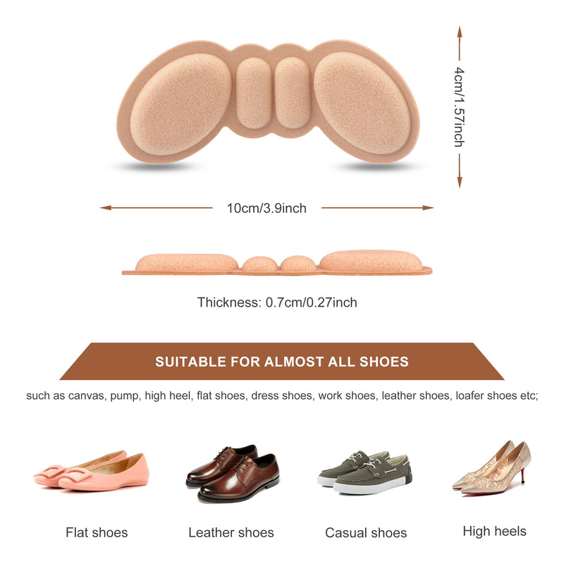 [Australia] - Heel Pads for Shoes That are Too Big, 4 Pairs Foamed Cotton Heel Cushions for Pain Relief & Tighter Fit, Filler Improved Shoe Fit and Comfort (Rosybrown+black) Rosybrown+black 