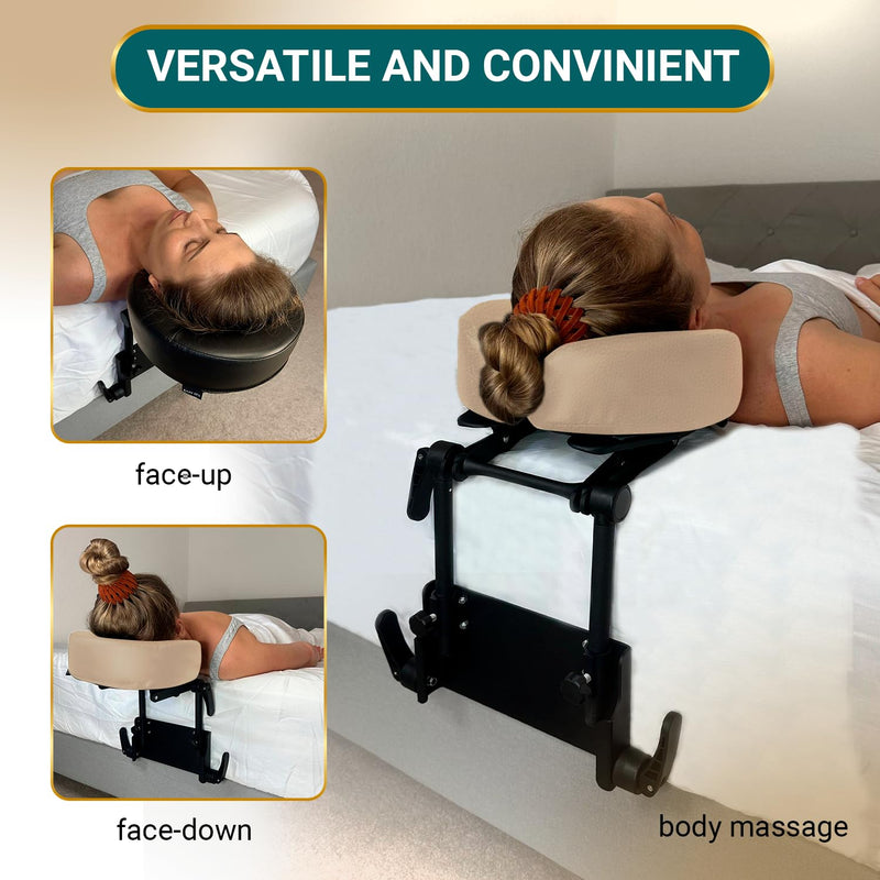 [Australia] - Premium Massage Face Cradle Cushion Memory Foam, Massage Pillow Face Down for Massage Table, PU Leather U Shaped Pillow (Beige) Beige 