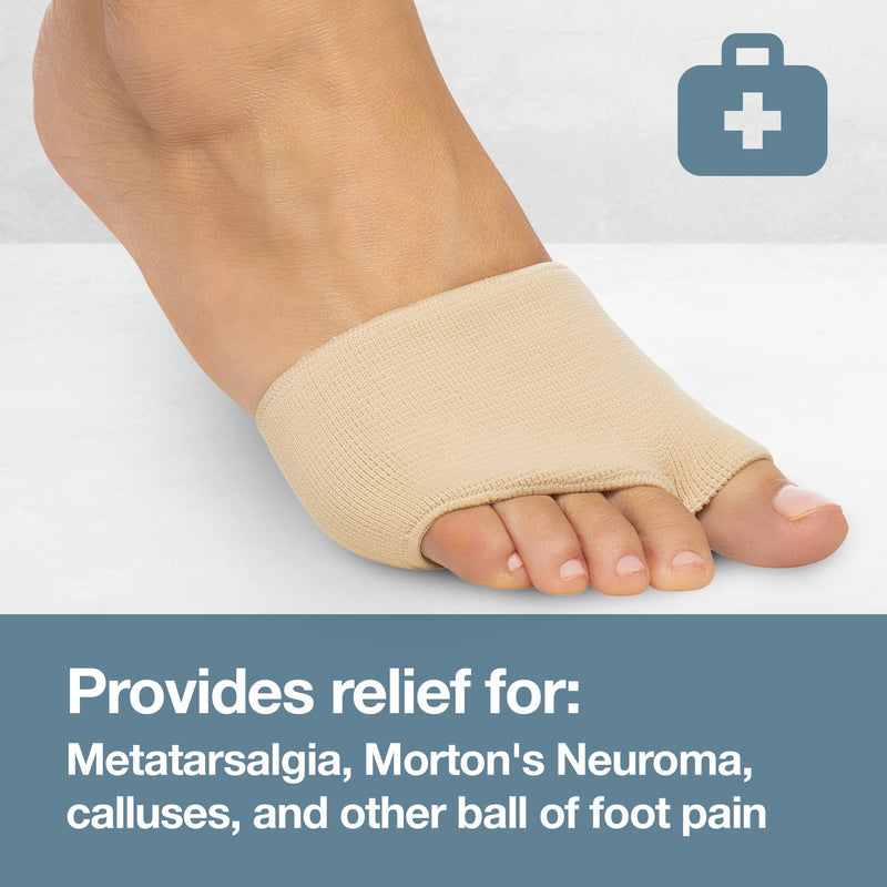 [Australia] - ZenToes Metatarsal Pads for Men and Women - Ball of Foot Pain Relief Cushions for Sesamoiditis, Metatarsalgia, Morton's Neuroma - 2 Pairs Fabric Sleeves with Gel Inserts (Medium, Beige) Medium 