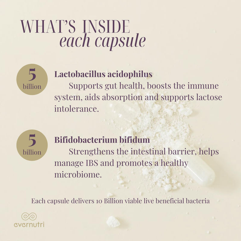 Probiotic 10 Billion - Lactobacillus Acidophilus & Bifidobacterium Bifidum – Gut & Digestive Support – 60 Vegetarian Capsules