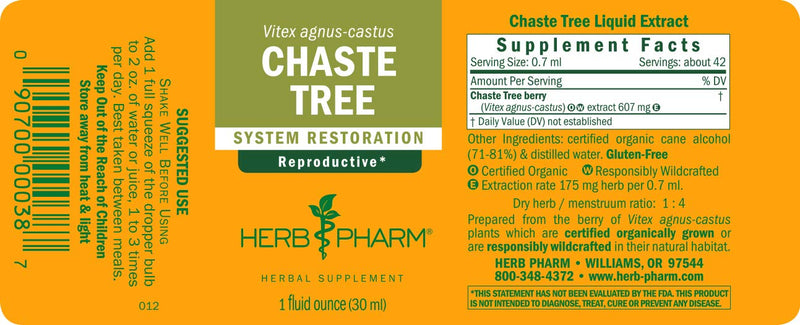 [Australia] - Herb Pharm Chaste Tree Liquid Extract for Female Reproductive System Support - 1 Ounce (DCHASTE01) 1 Fl Oz (Pack of 1) 