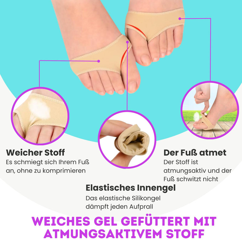 [Australia] - Silicone gel metatarsal pad with fabric lining | relieves pain and pressure on the forefoot | ideal for uncomfortable heels and shoes (Small (35-41)) Small (35-41) 
