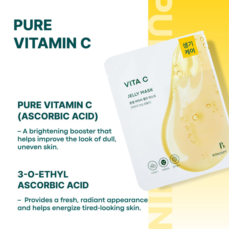 Vitamin C Jelly Sheet Mask for Dark Spots & Brightening 10ea | Revitalizes Dull Skin and Boosts Elasticity, Vitamin C and Retinol 2,200ppb, Biodegradable Sheet