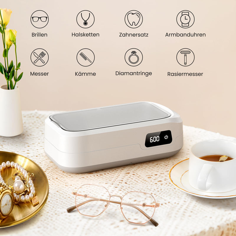 [Australia] - Ultrasonic Cleaner Glasses 49000Hz, 640ml Glasses Cleaner, Ultrasonic Cleaner with 4 Speeds, Ultrasonic Cleaner Suitable for Glasses, Jewelry, Watches, Dentures, Coins, etc. 