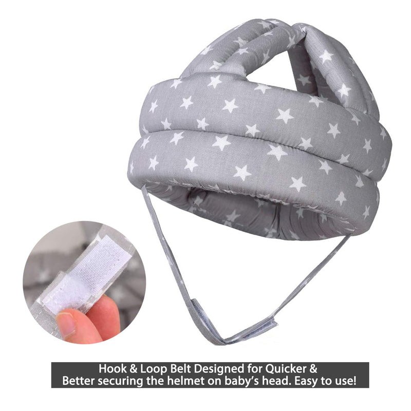 [Australia] - Baby Helmet for Crawling Walking Soft Cushion No Bumps Grey Star 1PACK 