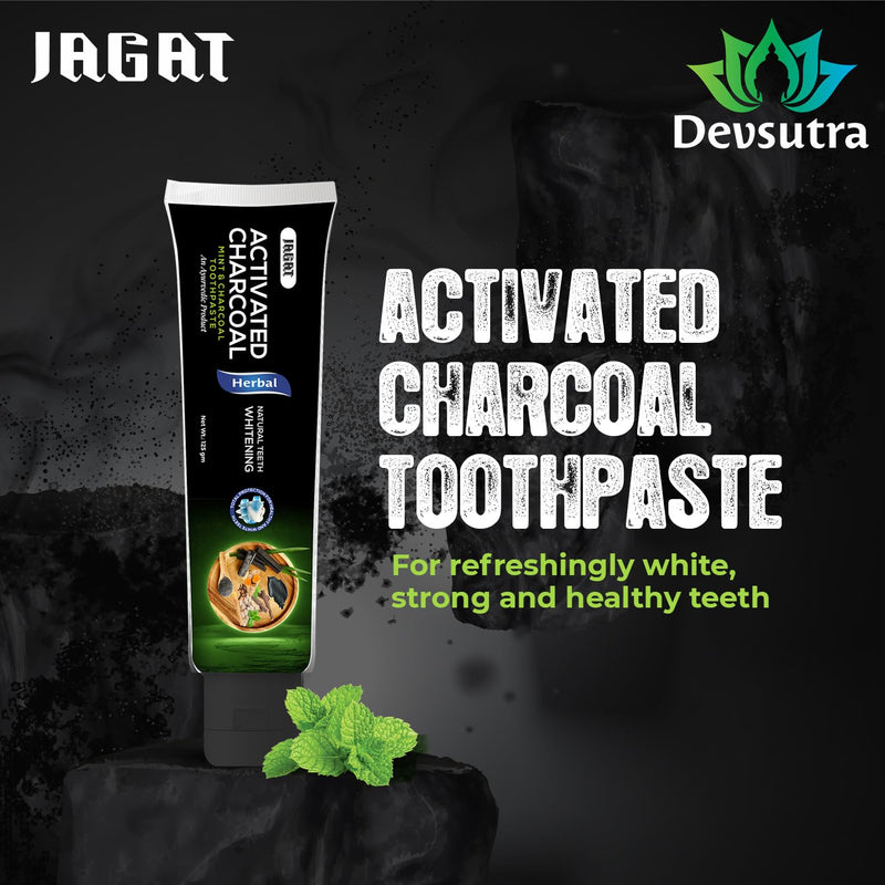 [Australia] - Jagat Activated Charcoal Toothpaste Pack of 3 – Teeth Whitening Tooth Paste with Charcoal Flavor, Fluoride Free Toothpaste for Adult, Natural Travel Tooth Paste, Vegan, Non Toxic, Gluten Free Charcoal Mint 