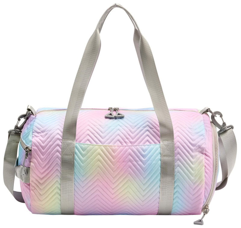 STELLE Dance Bag for Girls Ballerina Bags Gym Duffle(RW,F) | Spacious duffle bag with shoe compartment,Perfect for ballet,Gymnastics,Cheer,Travel and gifts Rainbow Wash