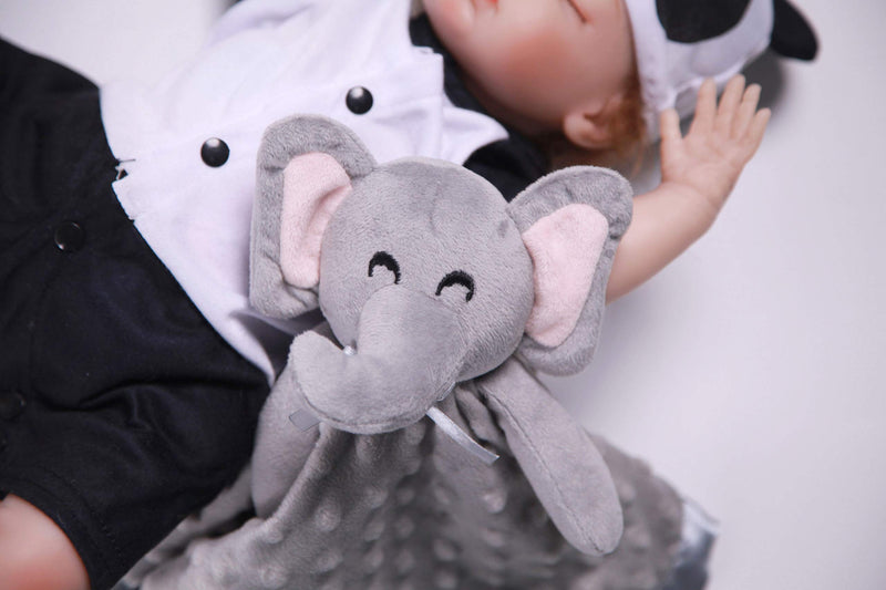 [Australia] - Pro Goleem Elephant Security Blanket, Soft Lovey Unisex Lovie Baby Gifts for Newborn Boys and Girls Snuggle Toy Stuffed Animal Grey 16 Inch A Grey Elephant 