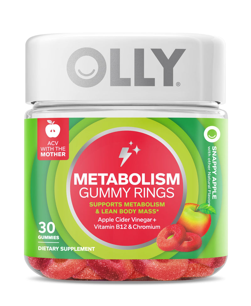OLLY Men's Multivitamin Gummy, Overall Health and Immune Support & Metabolism Gummy Rings, Apple Cider Vinegar, Vitamin B12, Chromium