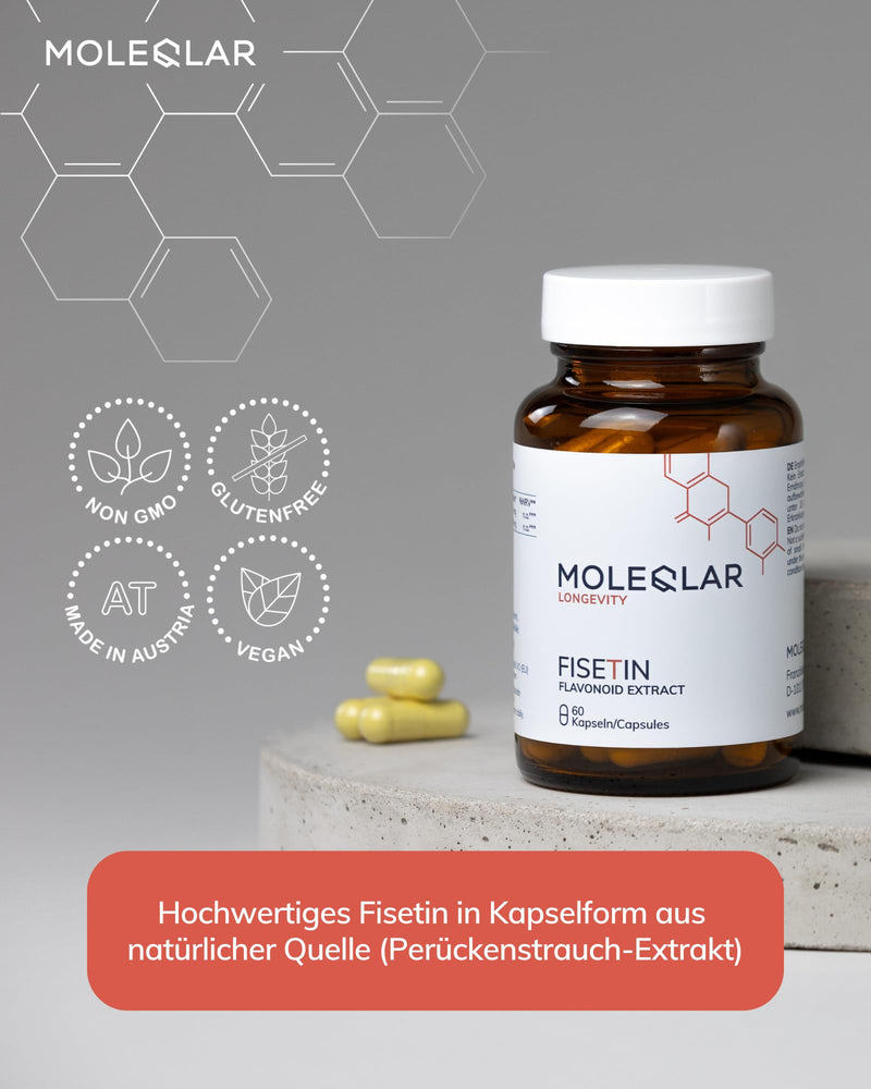 [Australia] - MoleQlar Fisetin 50mg capsules - 60 pieces - 100mg fisetin from wig bush extract per serving - bioflavonoid from natural source - vegan, GMO-free and certified in DE 