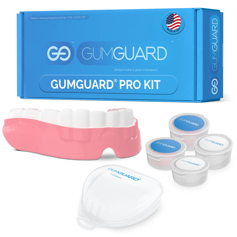 [Australia] - GumGuard PRO Denture Mouthguard Set - Soft, Customizable Fit Relief for Grinding & Clenching - Ideal for Denture Wearers & Implant Patients Lower White and Pink Pro Guard Set 