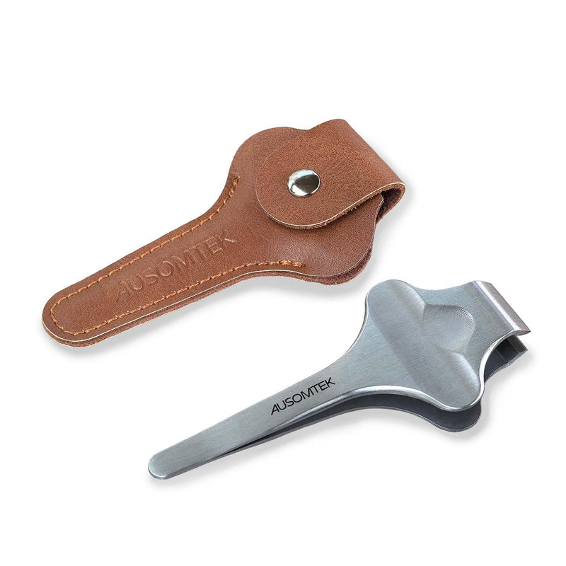 20mm Precision Butterfly Tweezers for Beard, Eyebrows, Facial & Ingrown Hair - Wide Tip, Stainless Steel - Hair Removal Tool with Anti-Slip Slot & Case - for Men & Women