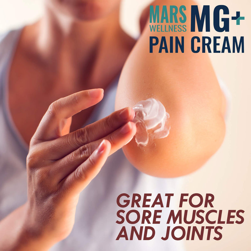 Mars Wellness MG+ Magnesium Cream Pain Relief - Extra Strength Magnesium and Arnica Cream - 4 OZ Tub - Neuropathy, Muscle Pain, and Leg Cramps Relief - 1 Pack | Extra Strength Magnesium and Arnica Cream, Great for Neuropathy, Muscle Pain, Sciatica and ...