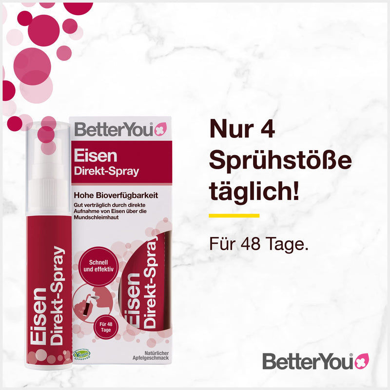 [Australia] - BetterYou Iron Direct Spray - well tolerated through absorption through the oral mucosa - high bioavailability - delicious apple flavor - the practical alternative to tablets - vegan, 25ml 