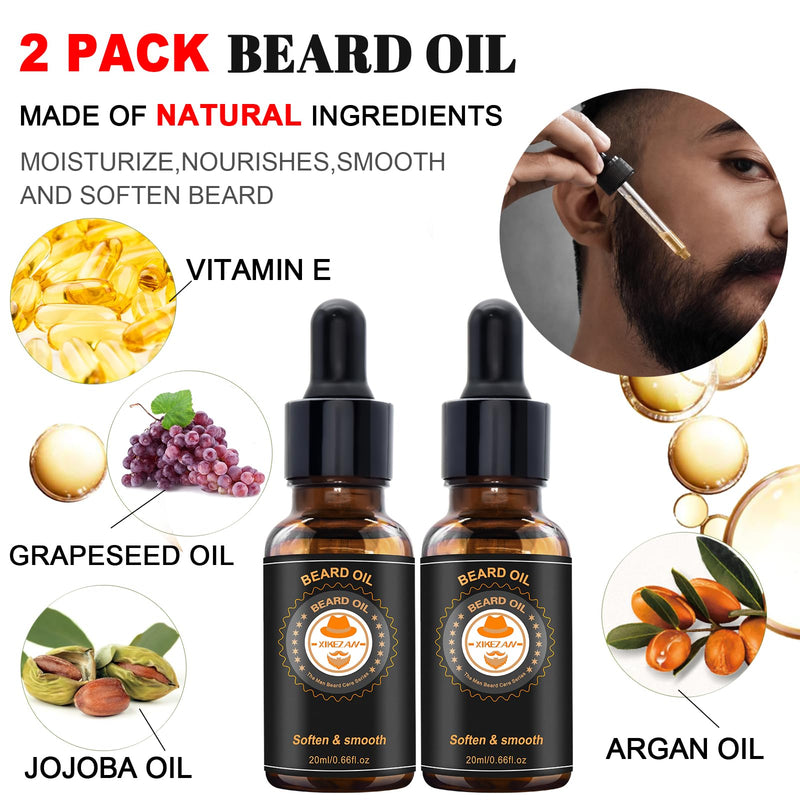 [Australia] - Gifts for men, beard care set for men, beard growth care set with beard shampoo, conditioner, beard oil, balm, beard roller, beard comb, men's gifts Christmas, gift Christmas gifts for men black 