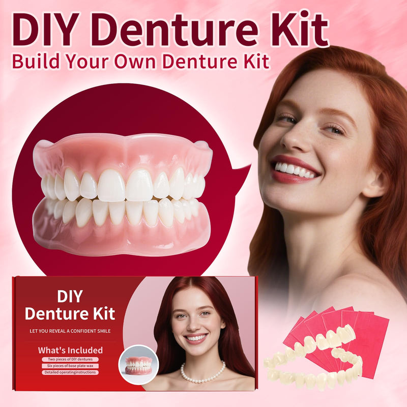 [Australia] - Dentures DIY Kit: Full Set Top & Bottom Fake Teeth for at-Home Smile Enhancement - Easy & Universal Fit-A06 