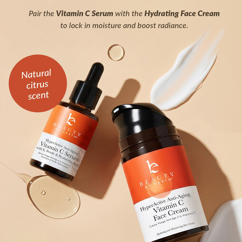 Beauty by Earth Vitamin C Face Cream and Serum - USA Made | Organic & Natural Ingredients