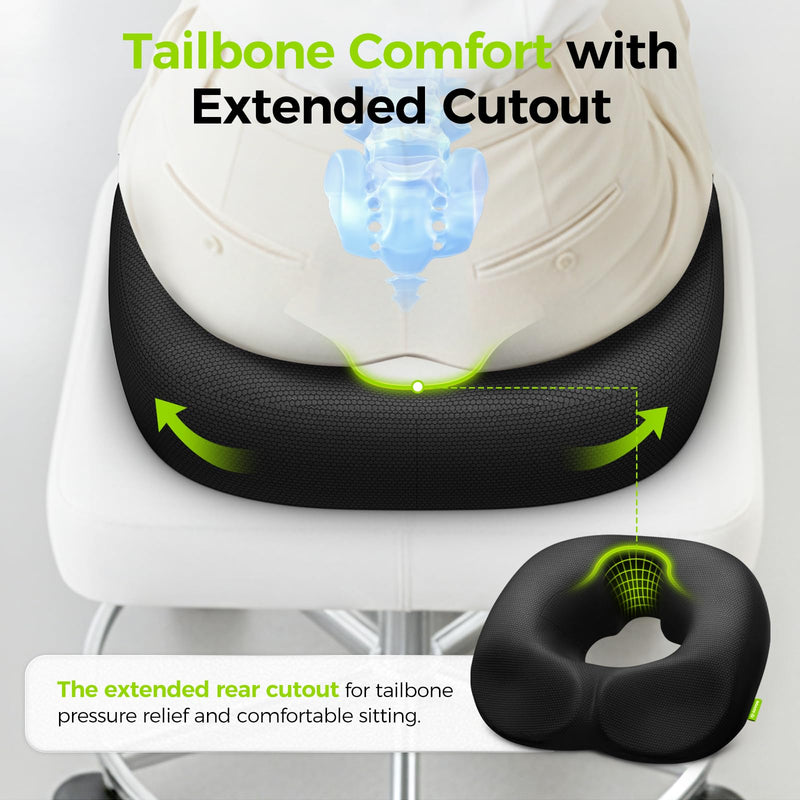 [Australia] - AUVON Sensitive Care Donut Pillow Seat Cushion for Hemorrhoids & Post-Surgery, Sciatica Relief, Donut Chair Cushions with Sloped Design for Thigh Pressure Relief, Memory Foam Lifting Cushions 