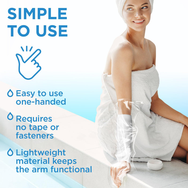 [Australia] - Mighty-X 100% Waterproof Cast Covers for Shower Arm Adult - [Watertight Seal] - 3pk Reusable Cast Protectors - Half Arm Cast Bags for Shower Arm 