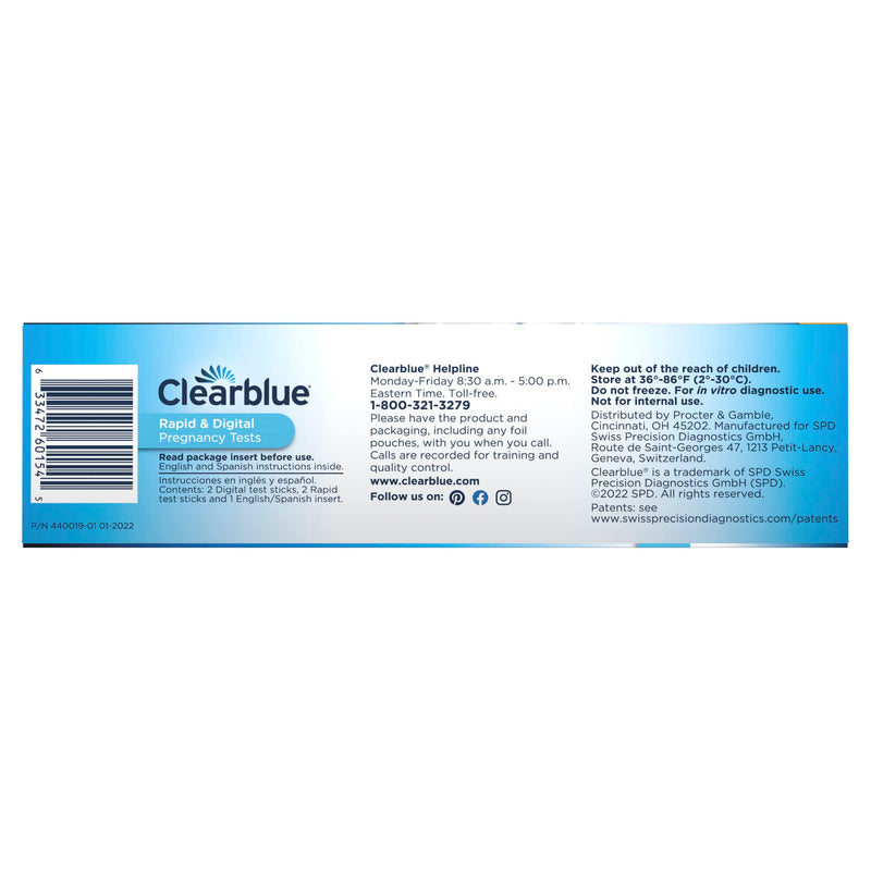 Clearblue Pregnancy Test Combo Pack, 4ct - Digital with Smart Countdown & Rapid Detection - Value Pack 4 Count (Pack of 1) Combo 4