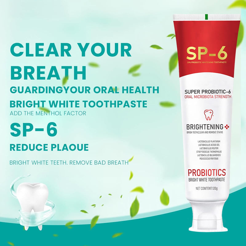 2pcs Sp6 Probiotic Whitening Toothpaste, Sp 6 Toothpaste, Sp-6 Ultra Whitening, Fresh Breath