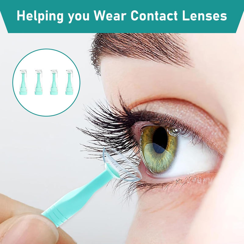 [Australia] - Pack of 4 contact lens insertion aids, contact lens remover, contact lens sucker, silicone base, transparent case, for soft and hard lenses, for safe, hygienic lens management on the go 