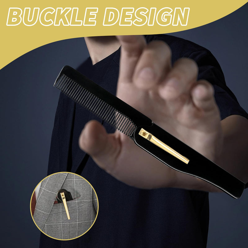 [Australia] - Pack of 2 men's folding comb, folding comb for men, foldable hair and beard comb, portable mini folding comb, anti-static pocket comb for beard and hair care, ideal for travel and everyday life 