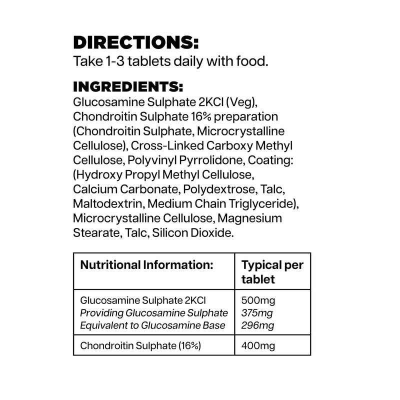Glucosamine 500mg & Chondroitin 400mg (90 Tablets) from Woods Supplements | Dual Supplement Formulation | 16% Preparation Tablets 90