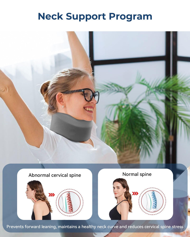 [Australia] - ‚ÄåNeck Support Brace - Neck Brace Cervical Collar Relief Neck Pain for Sleeping, Soft Foam Wraps Keep Vertebrae Stable and Aligned for Relief of Cervical Spine Pressure for Women & Men Steel Gray Medium 