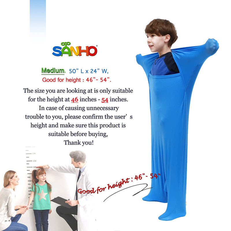 [Australia] - SANHO Premium Sensory Sock, Updated Version, Medium, 50" L x 24" W, Good for height:46"- 54" Blue 