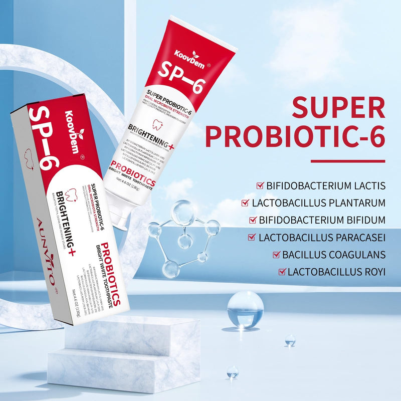 [Australia] - 2025 New Sp-6 Probiotics Whitening Toothpaste-Fluoride-Free, Enhanced Formula with 6 Probiotics for Gum Care & Fresh Breath, Fresh Mint Flavor(2PC)（Blue+Red） 2pc-mix 