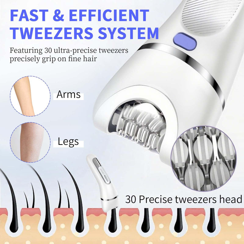[Australia] - Electric Razors for Women Whole Body: 7 in 1 Hair Removal Kit，Rechargeable Body Shaver - Wet Dry Hair Remover - Trimmer for Lady Face Underarms Public White 