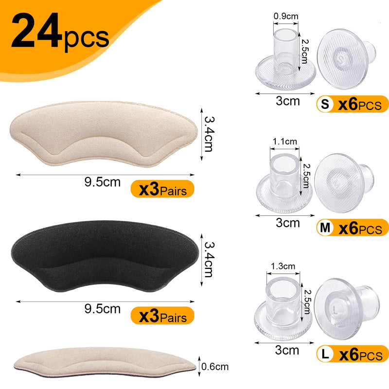 [Australia] - 24 pairs of clear grass heel guards, 18 heel stoppers in 3 sizes for walking on grass, wedding shoes and uneven ground with 6 heel guards, heel covers for high heel shoes 