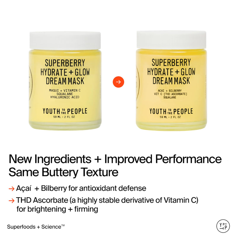 Youth To The People Superberry Dream Mask - Hydrate + Glow Face Moisturizer | Vitamin C Brightening Night Cream - Antioxidant-Rich Hydration, Radiant Glow, For Dry/Dull Skin, Uneven Tone, Non-comedogenic 2 Ounce