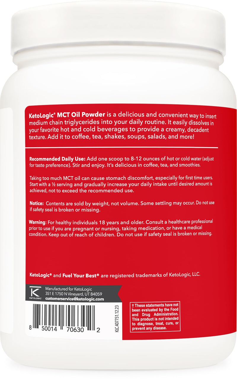 [Australia] - Ketologic MCT Oil Powder French Vanilla (1 LB) ‚Äì Keto Coffee Creamer & Energy Support ‚Äì 41 Servings of Medium Chain Triglycerides for Focus & Fuel 