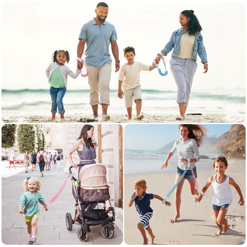 [Australia] - Accmor Toddler Leash with Key Lock, 2 in 1 Upgraded Anti Lost Wrist Link, 2 Packs Reflective Baby Leash with 360 Degree Rotating Connector and Adjustable Bracelet for Babies Boys Girls (6.56ft) Dark Blue, Rose Pink 