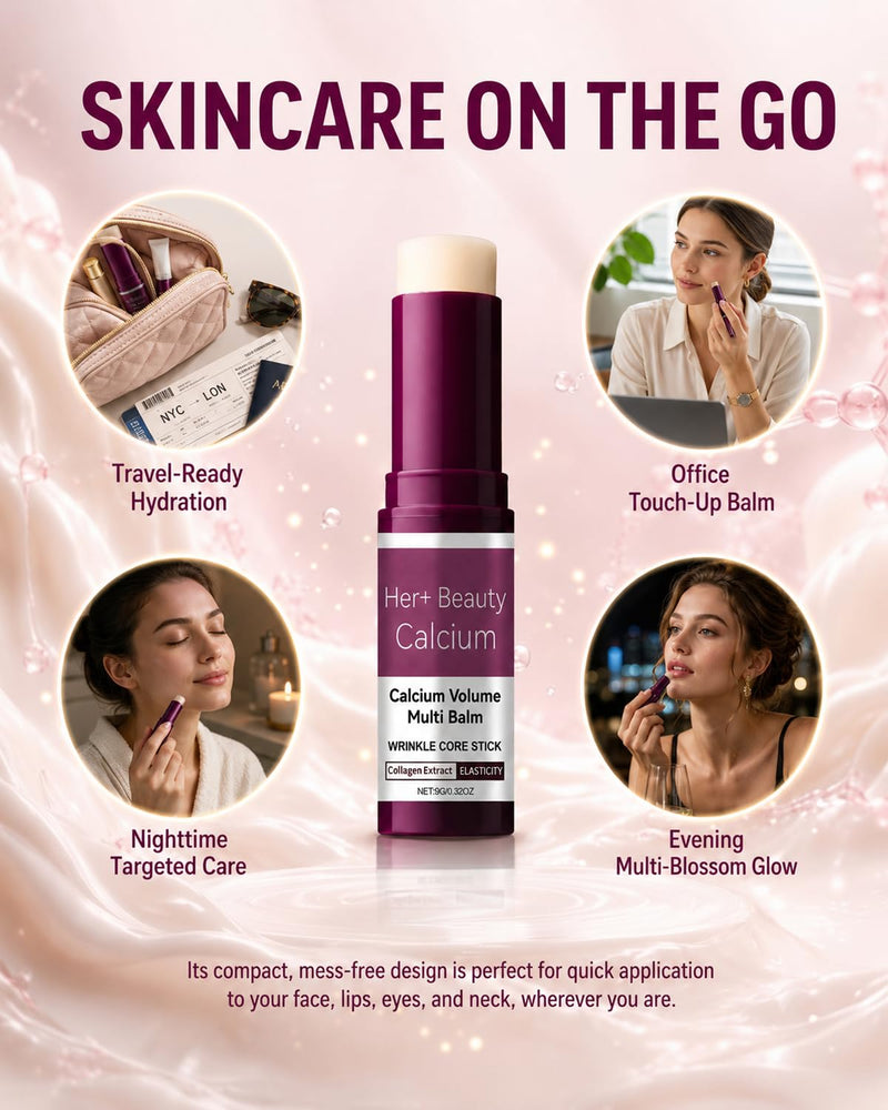 Collagen Calcium Multi Balm Stick, Hydrating & Moisturizing Balm with Vitamin D & Shea Butter, Helps Skin Feel Soft and Smooth, for Eyes, Face & Neck (1PCS) 1PCS