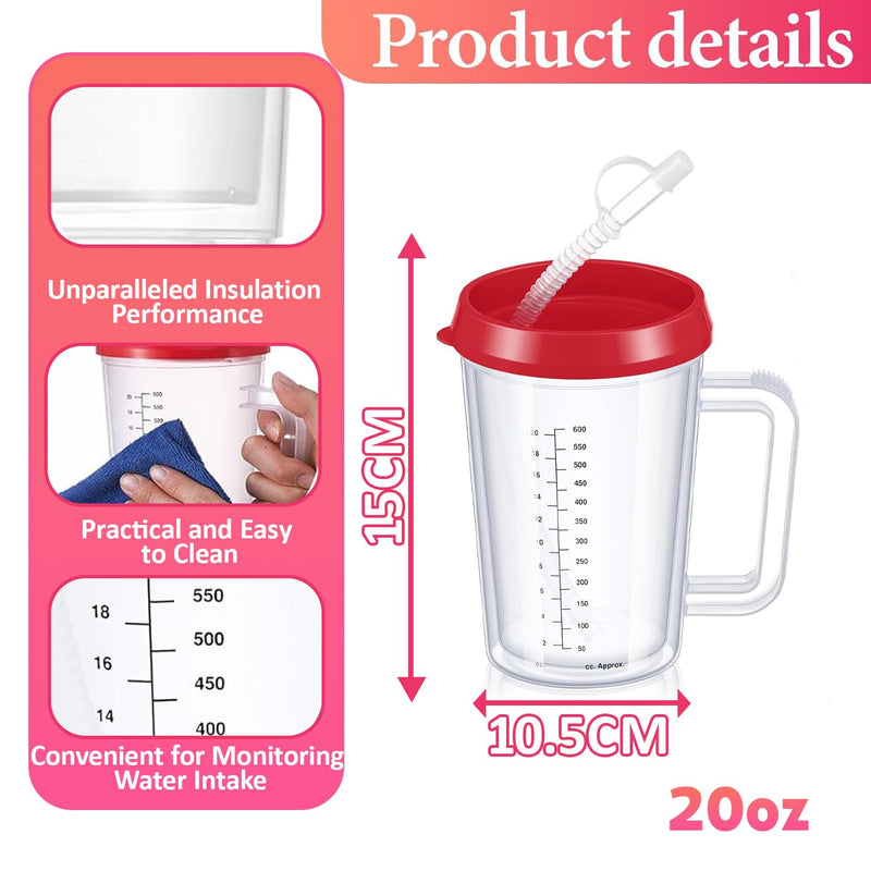 Disabled Adults Drinking Cup/Beaker/Mug/Sippy Cup, Adult Drinking for Disabled Adults Cup Water Bottle for The Elderly, Vulnerable and Disabled, Red 1