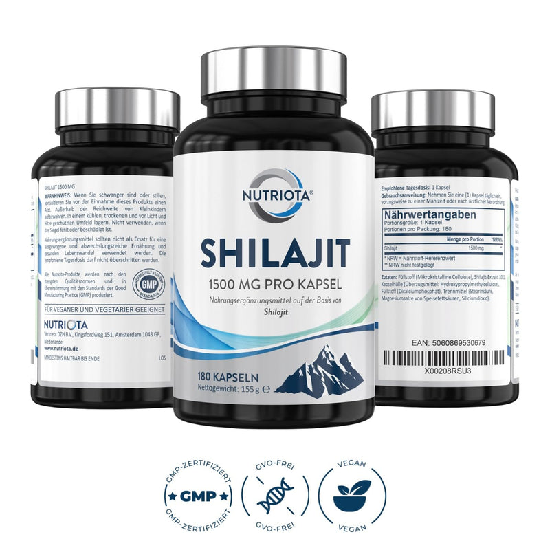 [Australia] - Shilajit capsules: High-dose, original Mumijo Shilajit extract 1500mg (10:1) - 180 vegan capsules - Natural source of trace elements, fulvic acid and humic acid - Made in Great Britain 